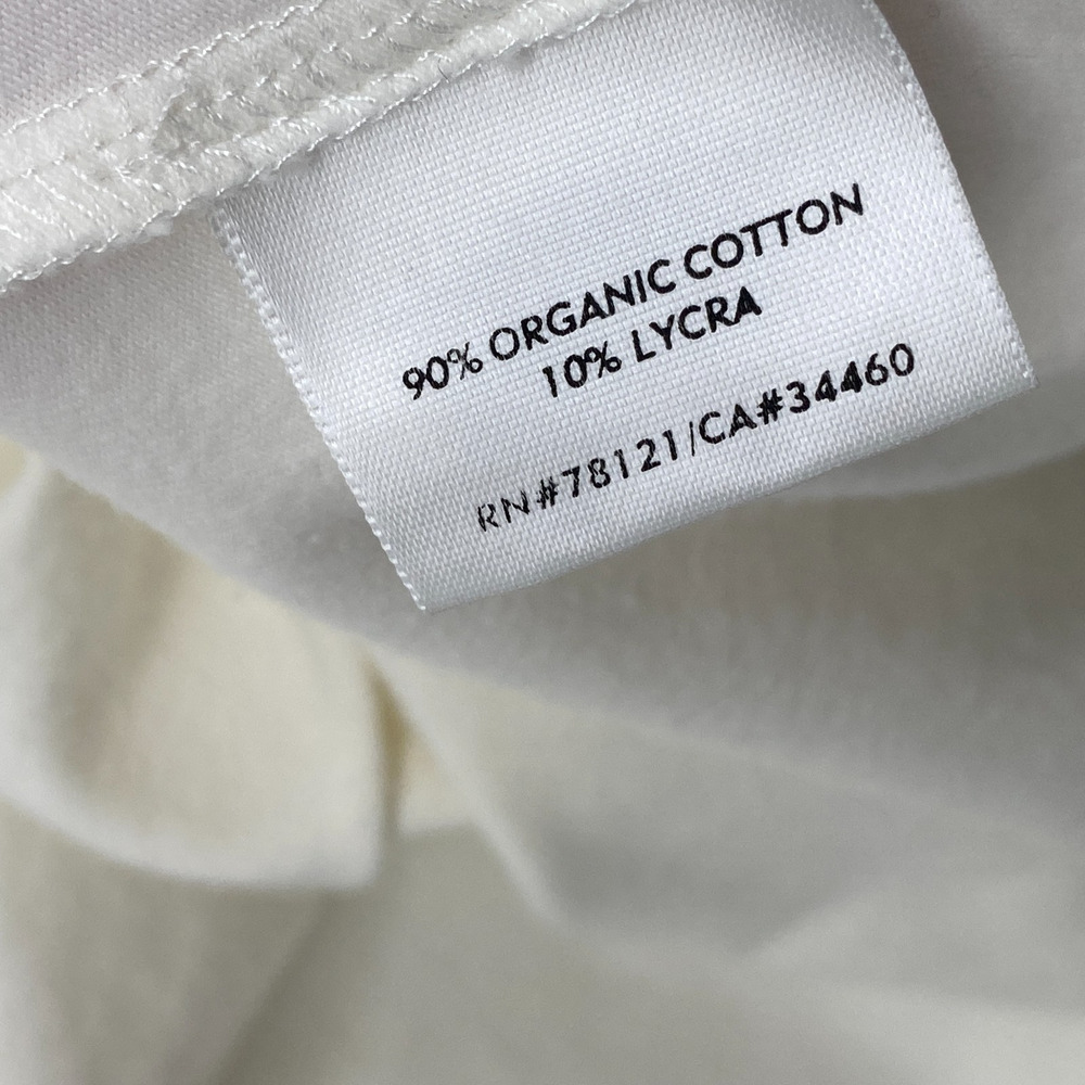 EILEEN FISHER Top XL Stretch Organic Cotton Scoop Neck Long Sleeve Off White USA - Picture 6 of 9